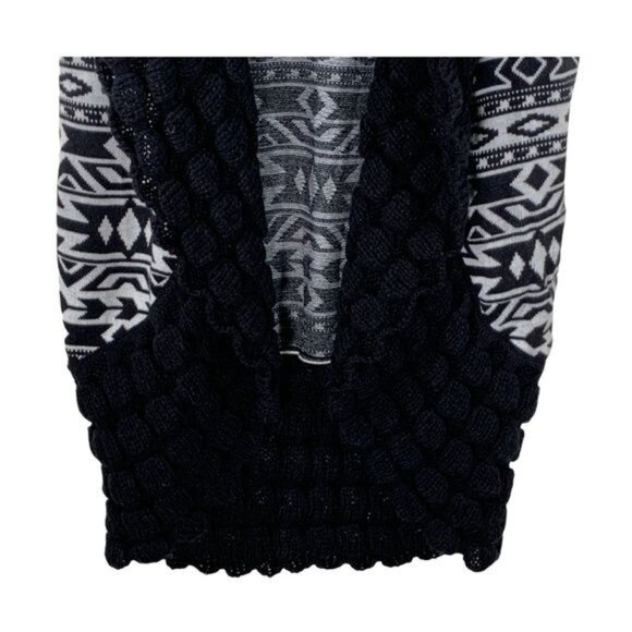 John Paul Richard Studio Chunky Knit Cardigan Vest L Black White Fall - Picture 3 of 10